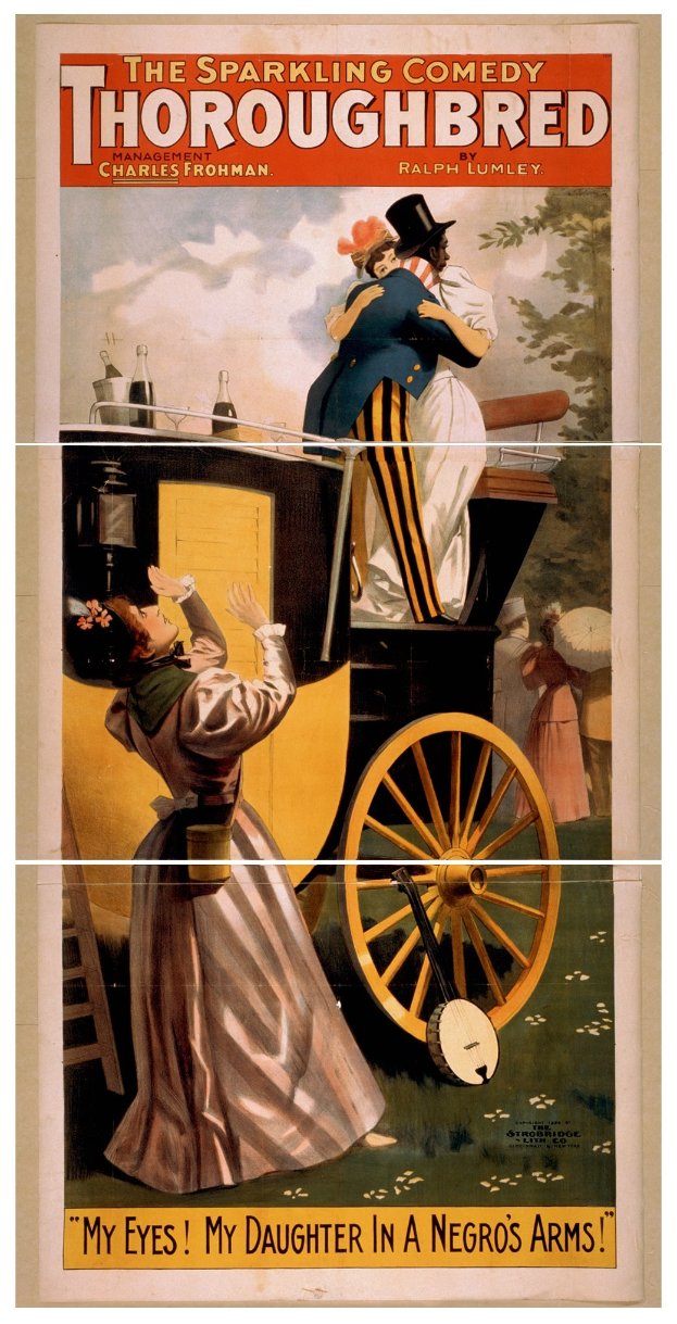 Filmplakat für "Der funkelnde Komödien-Thoroughbred" mit einem Mann und einer Frau in einer Kutsche, mit Text, der den Film beschreibt.