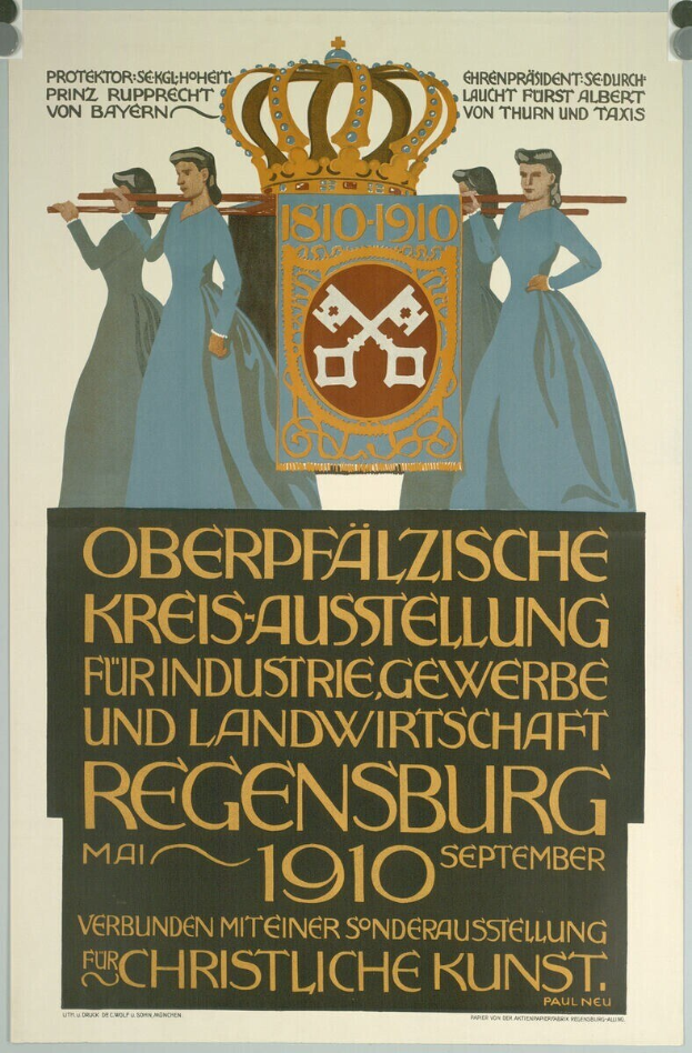 Plakat für die deutsche Revolution 1910, das eine Gruppe von Menschen und eine Krone mit Text zeigt, der Details des Ereignisses enthält.