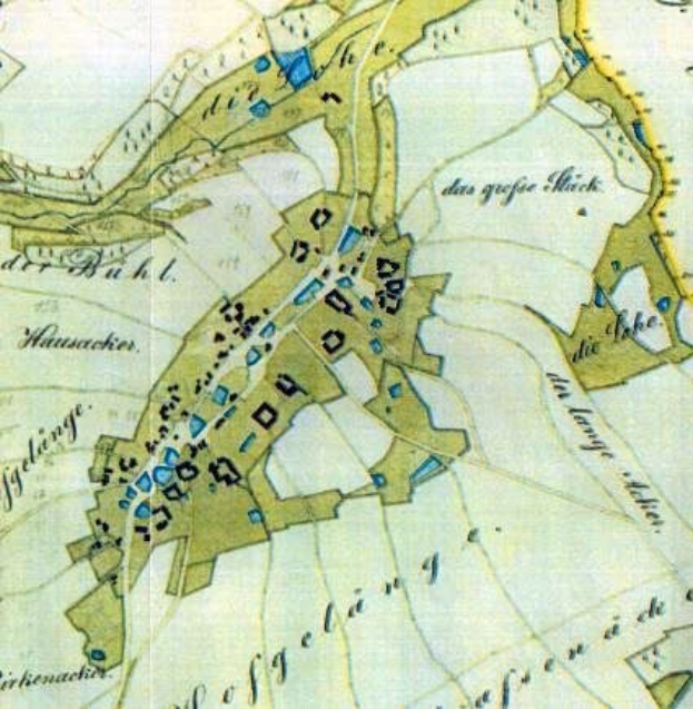 Alte Karte von Hamburg, Deutschland, zeigt Straßen, Gebäude und textliche Details wie Bevölkerung und Sehenswürdigkeiten.