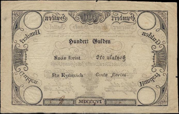 Alte deutsche 100-Pfennig-Banknote mit Abbildung eines Mannes, schwarzem Hintergrund und Text '100 Pfennig'.