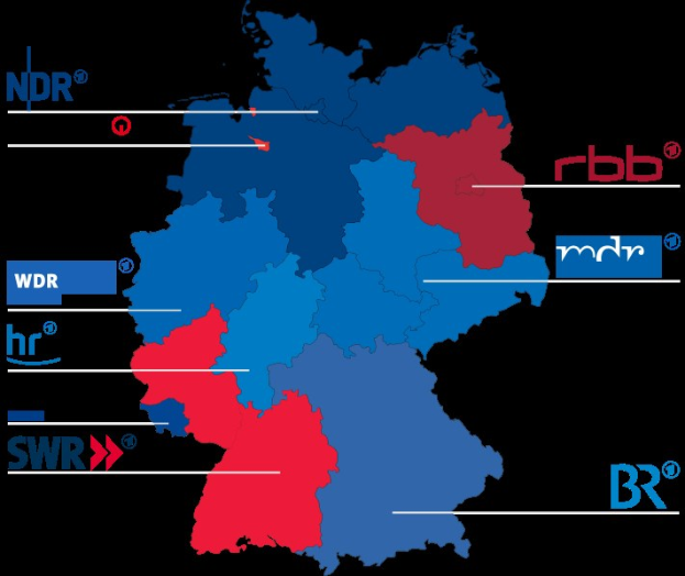 Karte von Deutschland mit provinces in rot und blau markiert, um die Ergebnisse der Wahl von 2016 anzuzeigen, einschließlich der Namen der Kandidaten und der Details des Wahltermins.